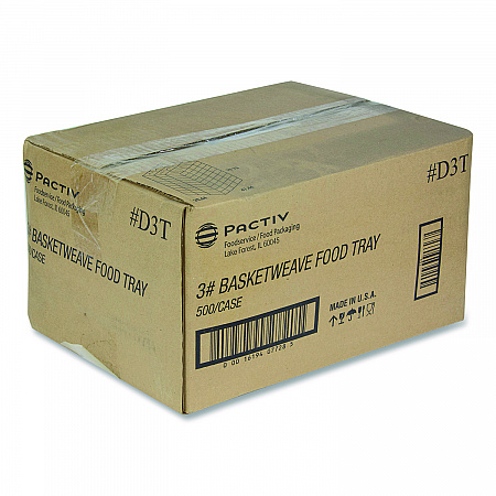 Paperboard Food Tray, 3 lb, 7.75 x 5.1 x 2.1, Red/White, 500/Carton (D3T)