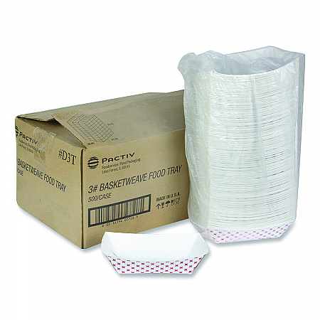 Paperboard Food Tray, 3 lb, 7.75 x 5.1 x 2.1, Red/White, 500/Carton (D3T)