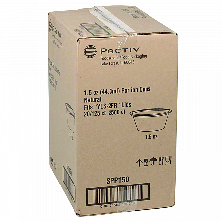 Plastic Portion Cup, 1.5 oz, Translucent, 125/Sleeve, 20 Sleeves/Carton (SPP150)
