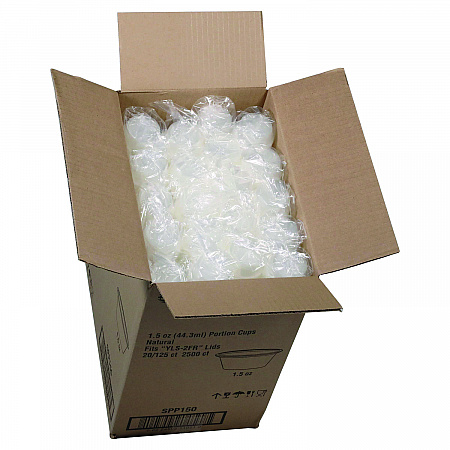 Plastic Portion Cup, 1.5 oz, Translucent, 125/Sleeve, 20 Sleeves/Carton (SPP150)