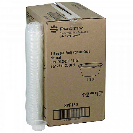 Plastic Portion Cup, 1.5 oz, Translucent, 125/Sleeve, 20 Sleeves/Carton (SPP150)