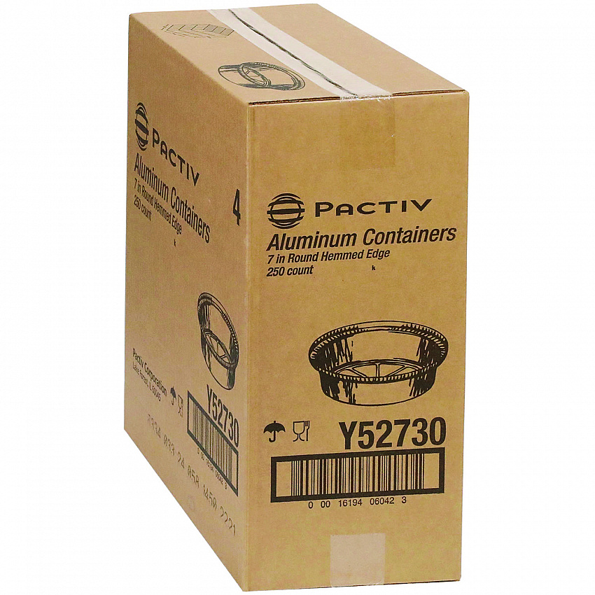 Aluminum Take-Out Container, 24 oz, 7" Diameter x 1.53" h, Silver, 250/Carton (Y52730)