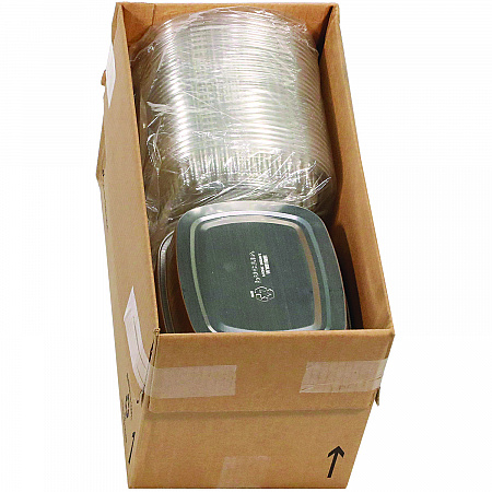 Classic Carry-Out Container with PET Dome Lid, 46 oz, 9.8 x 7.8 x 1.3, Silver/Clear, Aluminum, 50/Carton (Y6710PET)