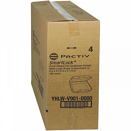 SmartLock Vented Foam Hinged Lid Container, 9 x 9.5 x 3.3, White, 150/Carton (YHLWV9010000)