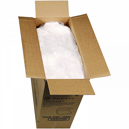 SmartLock Vented Foam Hinged Lid Container, 9 x 9.5 x 3.3, White, 150/Carton (YHLWV9010000)