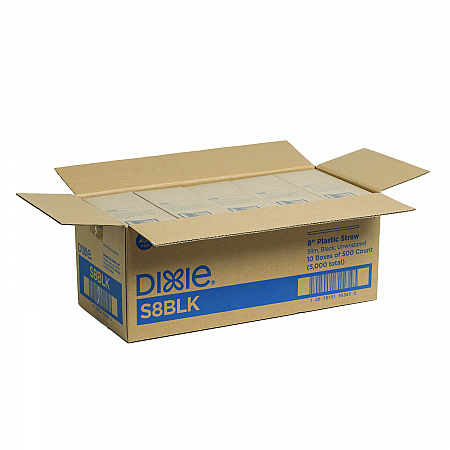 Slim Unwrapped Plastic Straws, 8