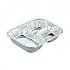 Aluminum Oblong Container with Lid, 3 Compartments, 24 oz, 8.5 x 6.38 x 1.47, Silver, 500/Carton (204535)
