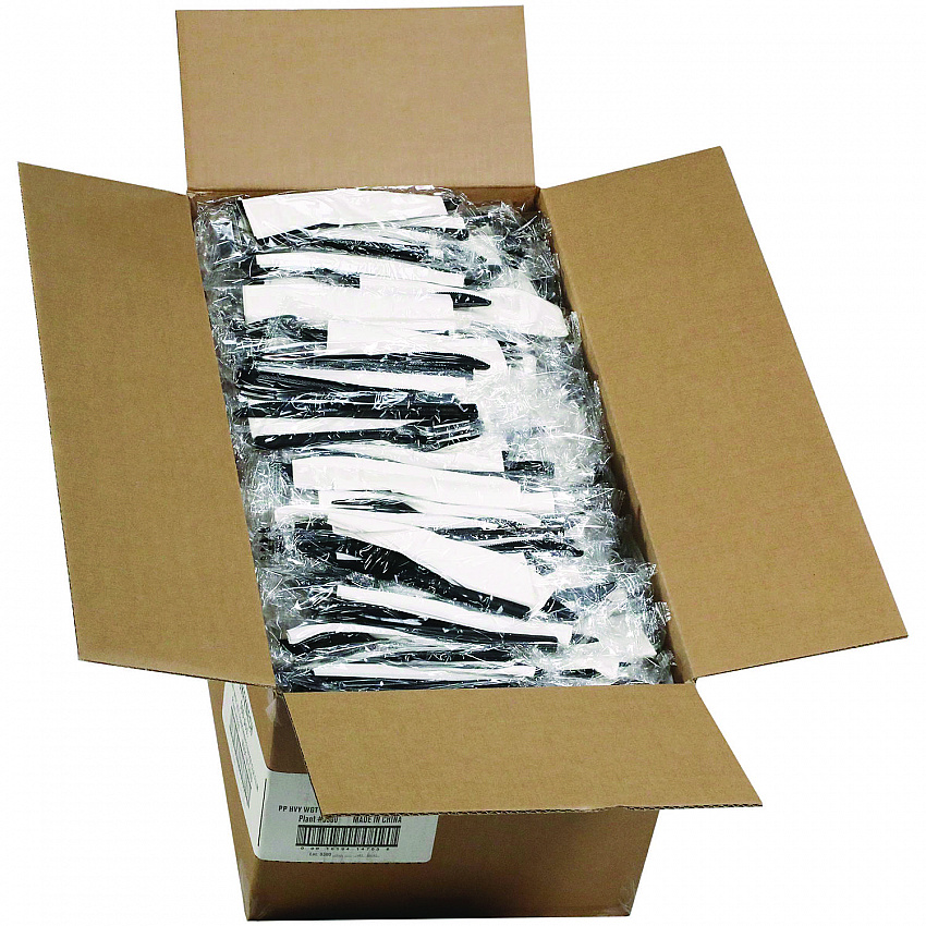 Gardenware Cutlery Kit, Individually Wrapped, Heavyweight, Fork/Knife/Napkin, Plastic, Black, 500/Carton (GKFKNECH)