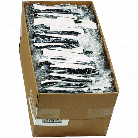 Gardenware Cutlery Kit, Individually Wrapped, Heavyweight, Fork/Knife/Napkin, Plastic, Black, 500/Carton (GKFKNECH)