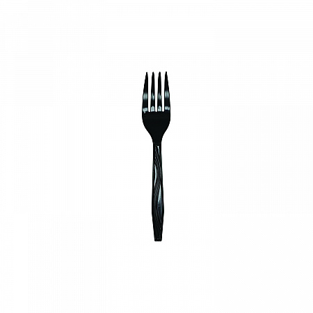 Meadoware Cutlery, Individually Wrapped, Medium Heavyweight Fork, Plastic, Black, 1,000/Carton (MKFE)