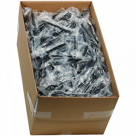 Meadoware Cutlery, Individually Wrapped, Medium Heavyweight Fork, Plastic, Black, 1,000/Carton (MKFE)