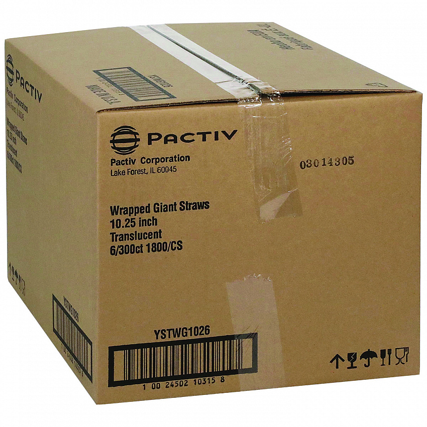 Giant Paper-Wrapped Straw, 10.25", Polypropylene, Translucent, 1,800/Carton (YSTWG1026)
