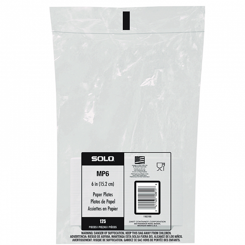 Compostable Paper Dinnerware, ProPlanet Seal, Plate, 6" dia, White, 125/Pack (MP6PLANETPK)