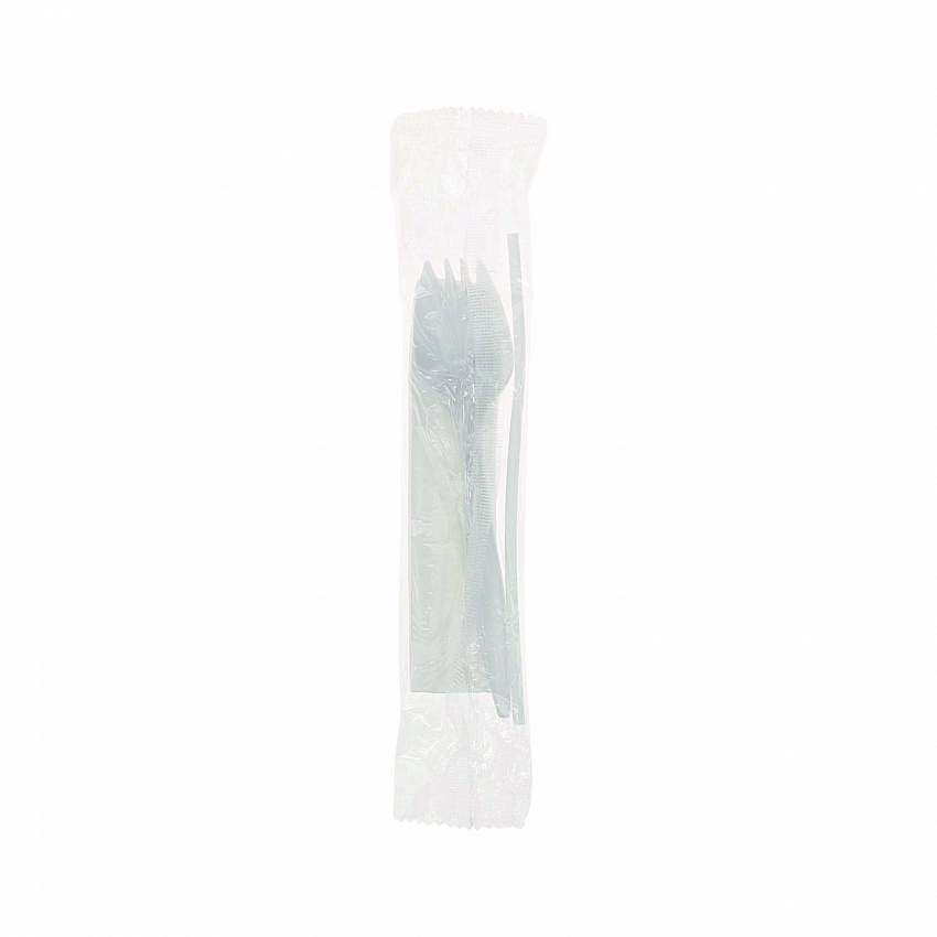 Fieldware Cutlery Kit, Mediumweight, Napkin/Spork/Straw, Plastic, White, 1,000/Carton (FKQWSCHLCH)
