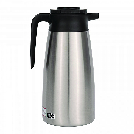 Thermal Vacuum Pitcher, 64 oz, Stainless Steel/Black (VACPIT19)