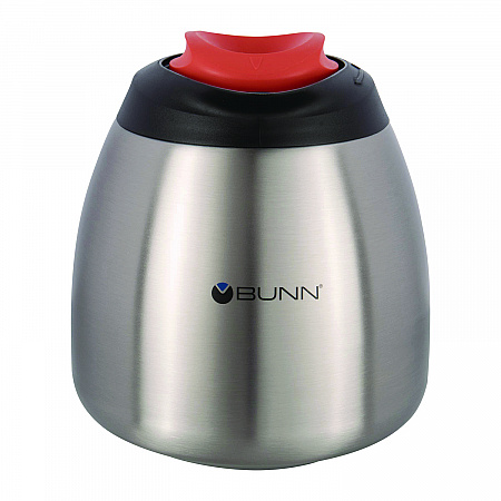 Decaf Thermal Carafe, 64 oz, Stainless Steel/Black/Orange (THERMORN)
