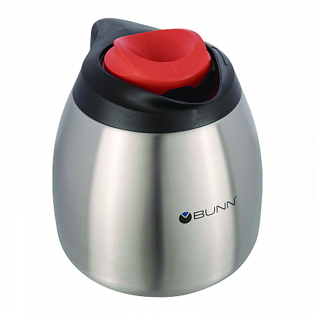 Decaf Thermal Carafe, 64 oz, Stainless Steel/Black/Orange (THERMORN)
