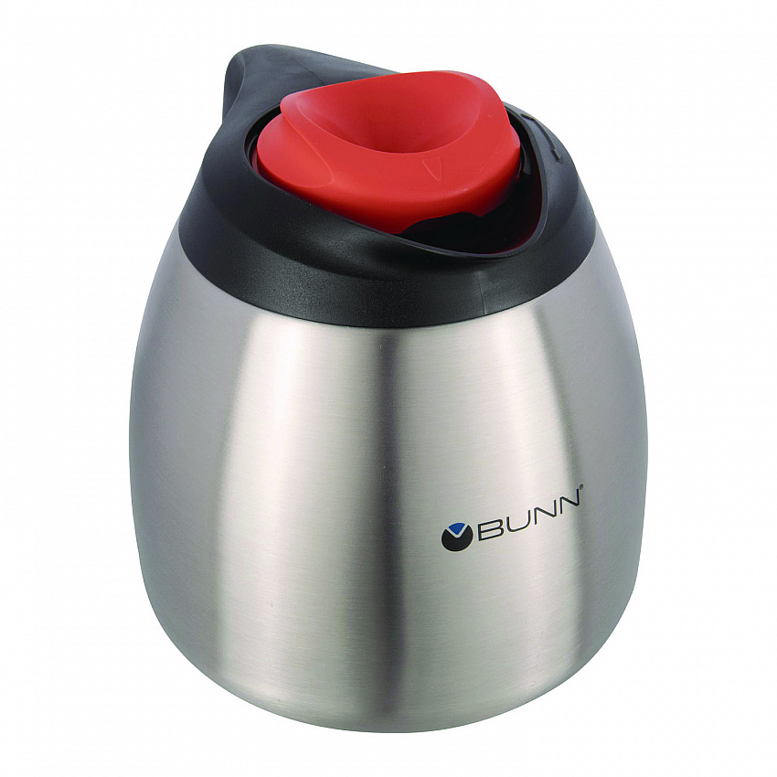 Decaf Thermal Carafe, 64 oz, Stainless Steel/Black/Orange (THERMORN)