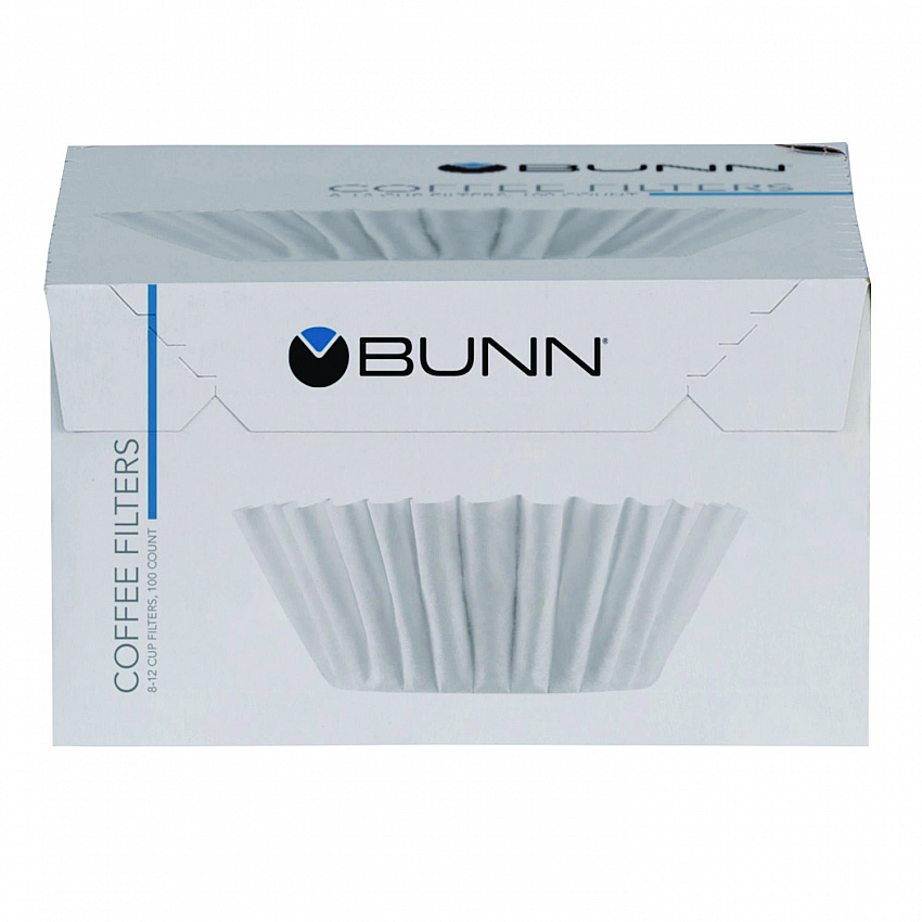 Coffee Filters, 8 to 12 Cup Size, Flat Bottom, 100/Pack (BCF100B)