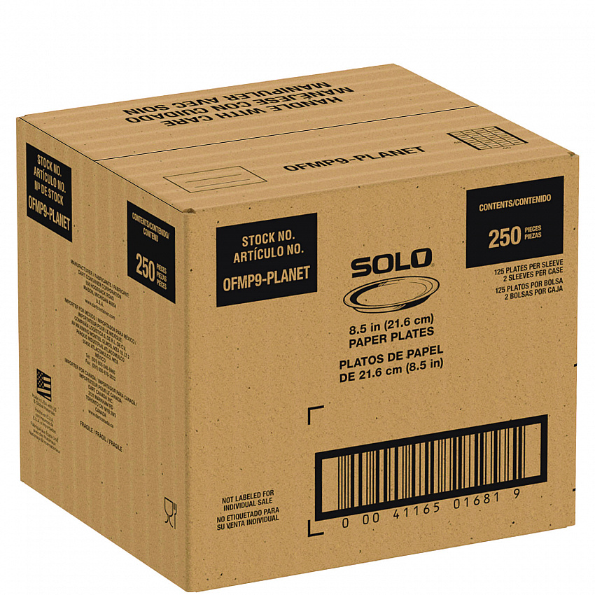 Compostable Paper Dinnerware, ProPlanet Seal, Plate, 9" dia, White, 250/Carton (OFMP9PLANET)