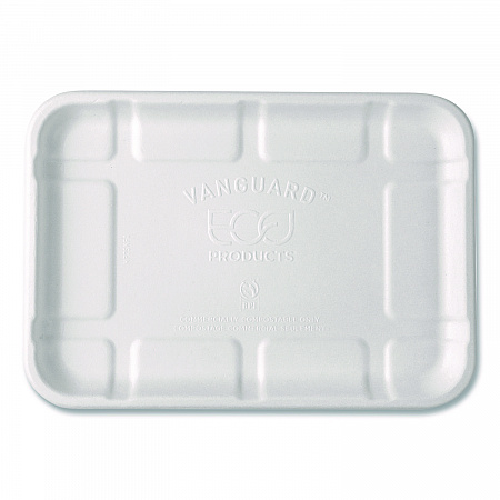 Meat and Produce Food Trays, 8.5 x 6.2 x 0.5, White, Sugarcane Fiber, 400/Carton (EPMP2SNFA)
