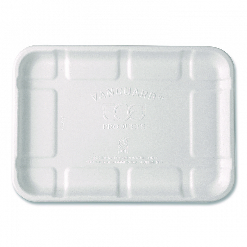 Meat and Produce Food Trays, 8.5 x 6.2 x 0.5, White, Sugarcane Fiber, 400/Carton (EPMP2SNFA)