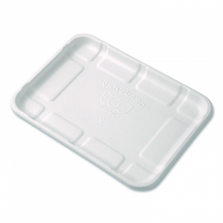 Meat and Produce Food Trays, 8.5 x 6.2 x 0.5, White, Sugarcane Fiber, 400/Carton (EPMP2SNFA)