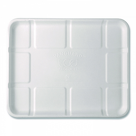 Meat and Produce Food Trays, 10.52 x 8.5 x 0.5, White, Sugarcane Fiber, 300/Carton (EPMP8SNFA)