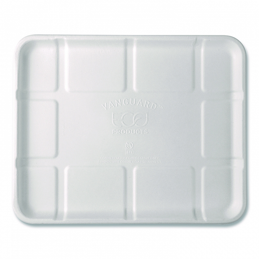 Meat and Produce Food Trays, 10.52 x 8.5 x 0.5, White, Sugarcane Fiber, 300/Carton (EPMP8SNFA)