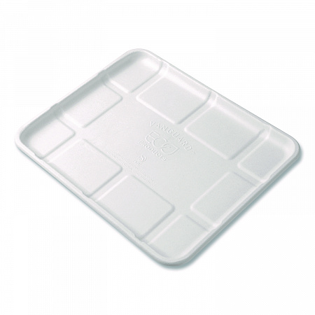 Meat and Produce Food Trays, 10.52 x 8.5 x 0.5, White, Sugarcane Fiber, 300/Carton (EPMP8SNFA)