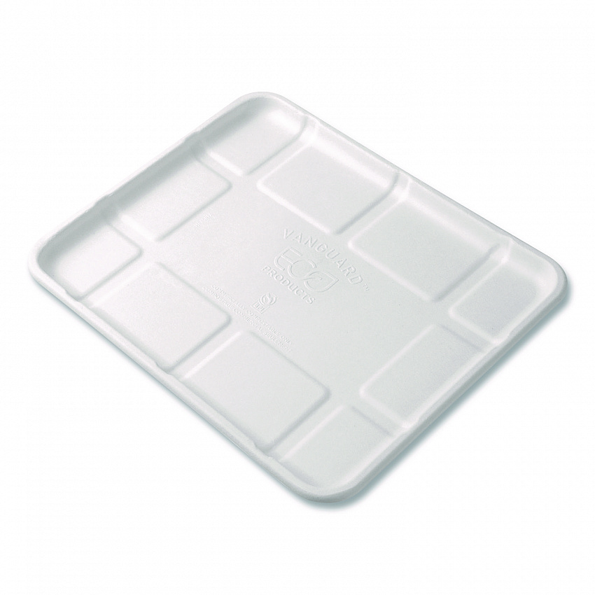 Meat and Produce Food Trays, 10.52 x 8.5 x 0.5, White, Sugarcane Fiber, 300/Carton (EPMP8SNFA)
