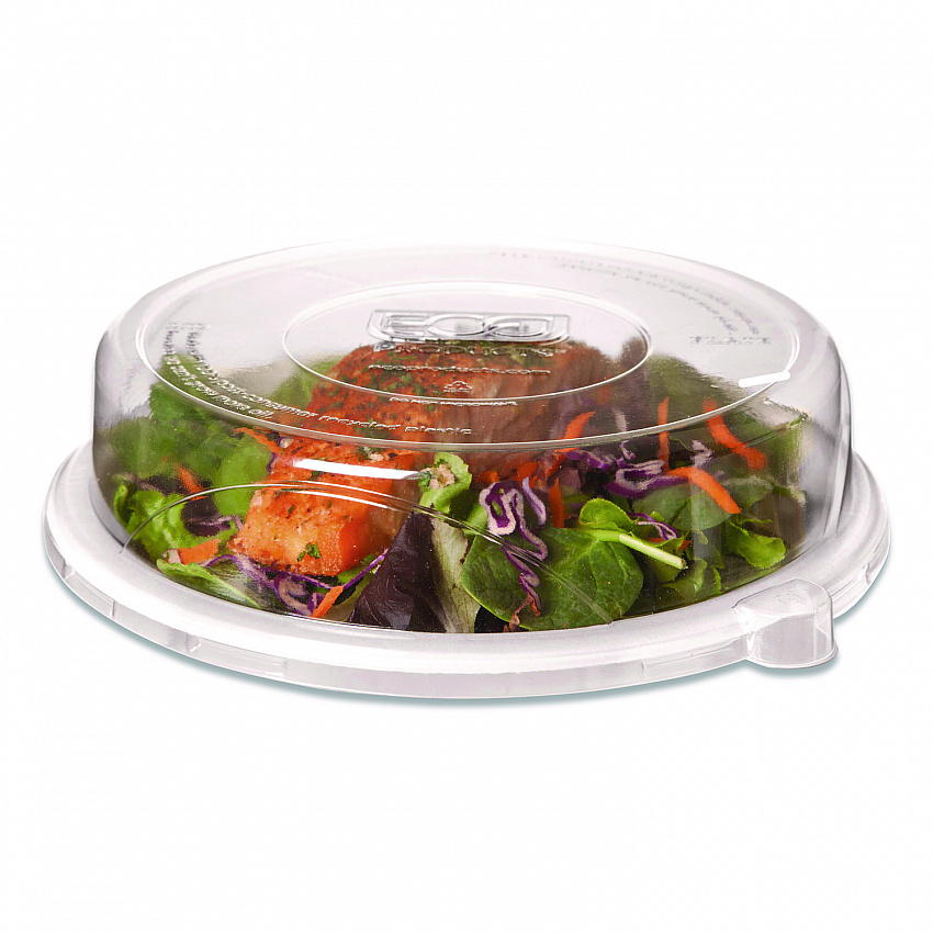 100% Recycled Content Round Plate Lids, Plastic, 9" dia x 1.5" h, Clear, 300/Carton (EPP013LID)