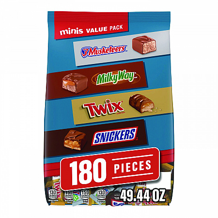 Minis Variety Pack, Chocolate, 49.44 oz Bag, 180 Pieces (22002451)