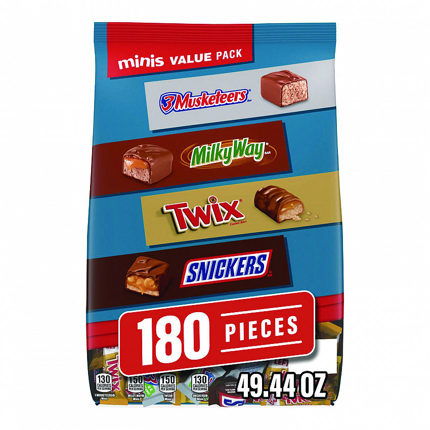 Minis Variety Pack, Chocolate, 49.44 oz Bag, 180 Pieces (22002451)
