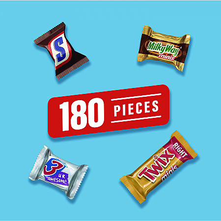 Minis Variety Pack, Chocolate, 49.44 oz Bag, 180 Pieces (22002451)