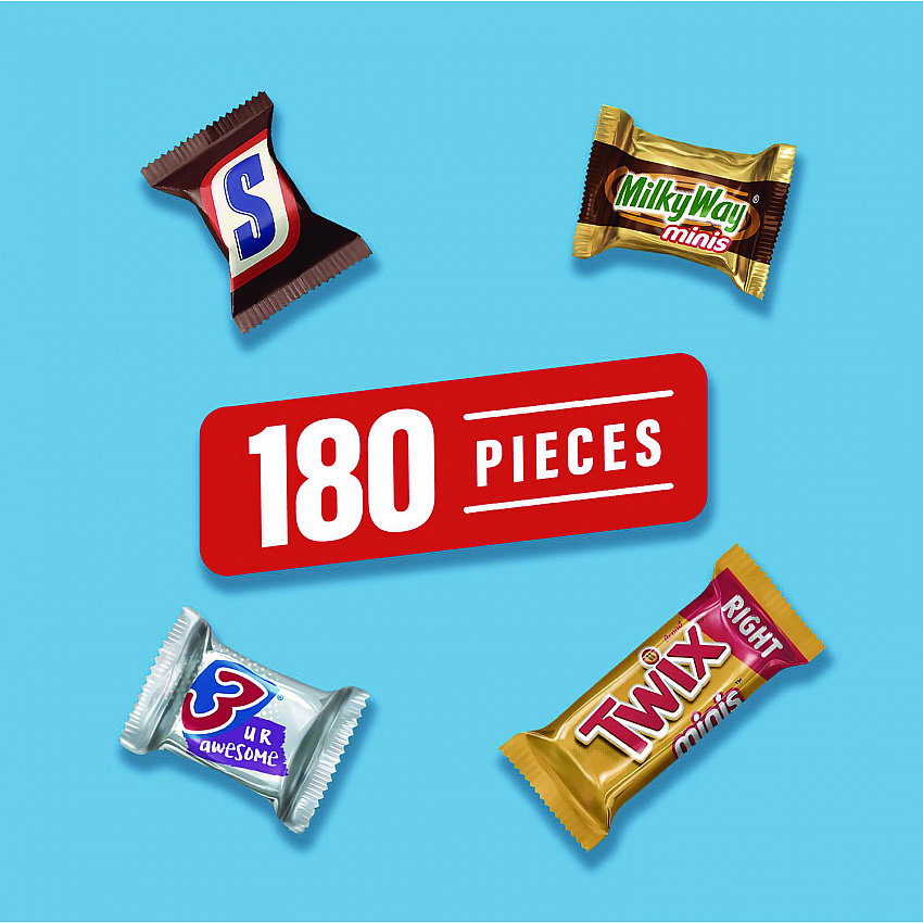 Minis Variety Pack, Chocolate, 49.44 oz Bag, 180 Pieces (22002451)