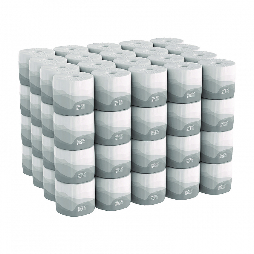 Pacific Blue Basic Bathroom Tissue, Septic Safe, 2-Ply, White, 550 Sheets/Roll, 80 Rolls/Carton (1988001)