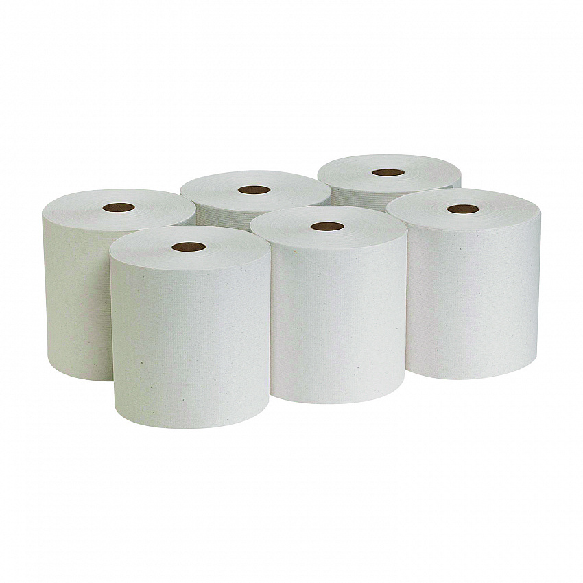 Pacific Blue Basic Recycled Paper Towel Roll, 1-Ply, 7.88" x 800 ft, White, 6 Rolls/Carton (26601)