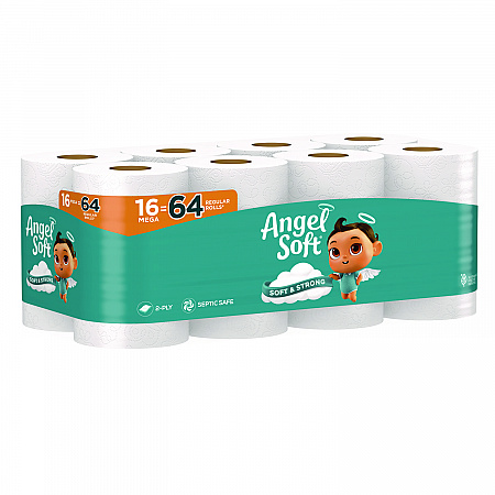 Mega Toilet Paper, Septic Safe, 2-Ply, White, 320 Sheets/Roll, 16 Rolls/Pack (7942301)