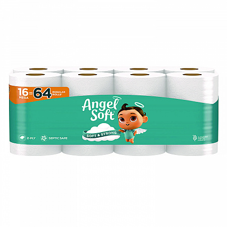 Mega Toilet Paper, Septic Safe, 2-Ply, White, 320 Sheets/Roll, 16 Rolls/Pack (7942301)