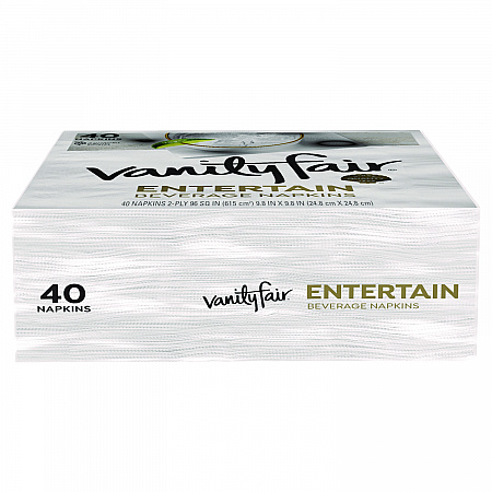 Entertain Beverage Napkins, 2-Ply, 9.8 x 9.8, White, 40/Pack, 12 Packs/Carton (35134)