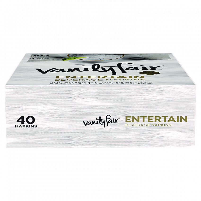 Entertain Beverage Napkins, 2-Ply, 9.8 x 9.8, White, 40/Pack, 12 Packs/Carton (35134)