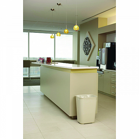 Fiberglass Wastebasket, 10 gal, Fiberglass, Beige (254400BG)