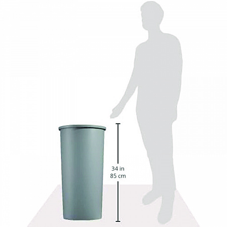 Untouchable Large Plastic Round Waste Receptacle, 22 gal, Plastic, Gray (354600GY)