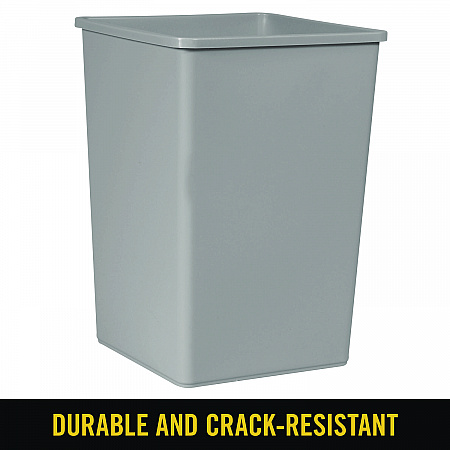 Untouchable Square Waste Receptacle, 35 gal, Plastic, Gray (3958GRA)
