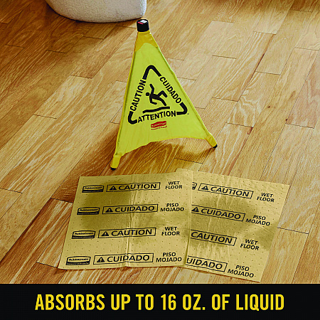 Over-the-Spill Pad, Caution Wet Floor, 16 oz, 16.5 x 20, 22 Sheets/Pad (4252YEL)