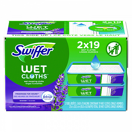 Sweeper TRAP + LOCK Wet Mop Cloth, 8 x 10, White, Lavender Scent, 38/Pack (00743)