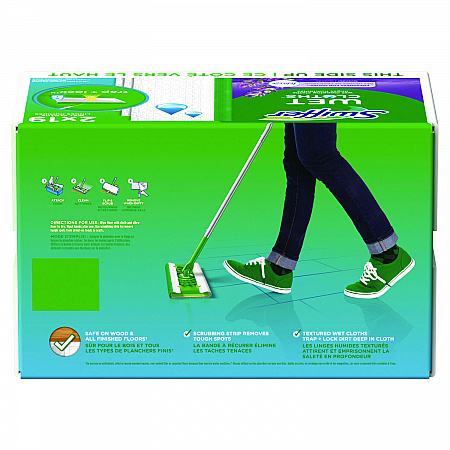 Sweeper TRAP + LOCK Wet Mop Cloth, 8 x 10, White, Lavender Scent, 38/Pack (00743)