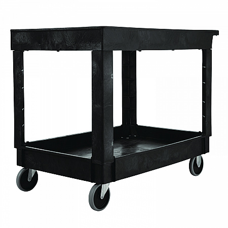 Heavy-Duty Utility Cart with Lipped Shelves, Plastic, 2 Shelves, 500 lb Capacity, 25.78