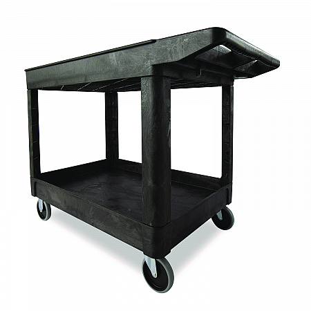 Heavy-Duty Utility Cart with Lipped Shelves, Plastic, 2 Shelves, 500 lb Capacity, 25.78